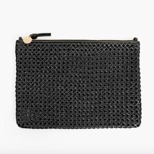 Clare V. Black Rattan Flat Clutch with Tabs NWT
